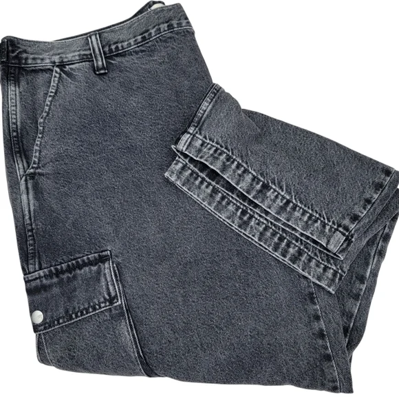 Madewell Low-Slung Straight Cargo Jeans Faded Black Baggy Slouchy Women’s W33P - Picture 17 of 17